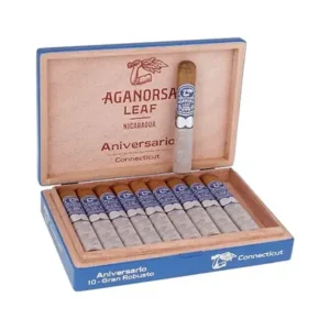 Aganorsa Leaf Aniversario Connecticut Box-Pressed Robusto 5 x 54 (Box of 10)